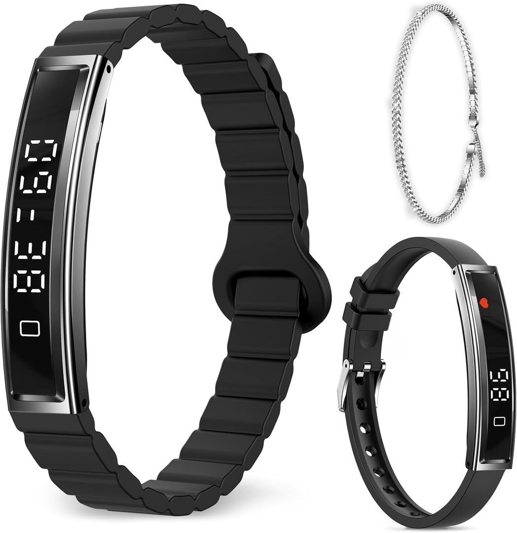 Efolen Smart Bracelet for Women,Ultralight Fitness Tracker Smart Wristband with Heart Rate/Blood Oxygen/Sleep Monitor/Pedometer,Slim Smartwatch for Android iPhone,Activity Tracker,2 Band,Black