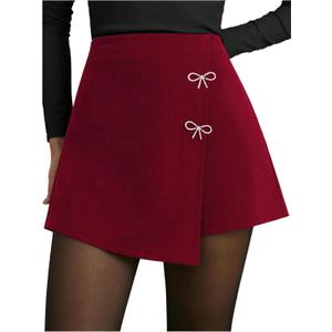 GORGLITTER Women's Asymmetrical Wrap Mini Skort Skirts Y2K Sparkle Shorts Summer Rave Party Concert Festival Skorts (XS)