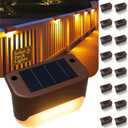 Solar Deck Lights Outdoor 16 Pack, Peel And Stick Deck Railing Lights, Long-lasting & Durable Waterproof For Outdoor Stairs, Step, Fence, Yard, Balcony, Patio, Railing, Garden & Pathway, (Warm White)