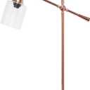 Elegant Designs LD1090-RGD 28" Rustic Industrial Tilt & Turn Desk Lamp with Clear Glass Shade, for Office, Bedroom, Living Room, Rose Gold