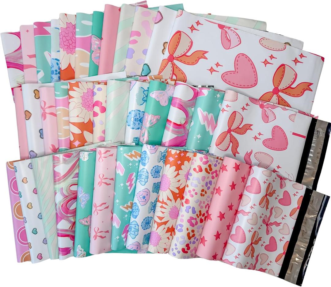 Pretty Package Store Designer Poly Mailer Variety Pack Heavy Duty Waterproof Self Seal Shipping Bags for Small Business Large Mailing Envelopes Bulk Tear Resistant Packaging 35 Pack
