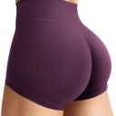 YEOREO Women's Biker Shorts 2.5" No Front Seam Elysina High Waist Hidden Scrunch Workout Gym Yoga Running Shorts Black Cherry S