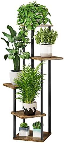 AZERPIAN Plant Stand 5 Tier Indoor Metal Flower Shelf for Multiple Plants Corner Tall Flower Holders for Patio Garden Living Room Balcony Bedroom, Black (5 Tier-Black)