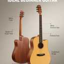 Donner 41 Acoustic Guitar Bundle for Beginners Adults with Online Lesson, 4/4 Full Size Steel Acustica Guitarra with Gig Bag, Tuner, Strap, Strings, Picks, Capos, Cutaway, Natural, DAG-1C/DAD-110C