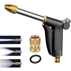 Garden Hose Nozzles,Hose Sprayer Nozzle Heavy Duty Metal Water Hose Spray Gun Nozzle with 3/4GHT Thread Brass Hose Quick Connect Fitting, for Watering Plants,Lawn,Washing Cars,Pets Shower