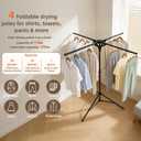 Clothes Drying Rack Foldable, Laundry Drying Rack Collapsible Space-Saving Tripod Clothing Drying Stand for Indoor/Outdoor with Folding Button, Height Adjustable
