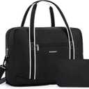 BAGSMART For Spirit Airlines Personal Item Bag 18x14x8, Foldable Travel Duffel Bag Tote Weekend Overnight Bag Carry on Luggage for Women and Men(Black) (Medium)