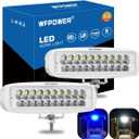 WFPOWER LED Marine Boat Lights, 6.3Inch White & Blue Spreader 2 In 1 Deck Spot Light IP67 Waterproof Double Row T-Top Dock Fog Spotlights for Pontoon Boat Fishing Accessories Truck 12V 24V (2 Pack)