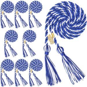2 x Woanger 8 Pcs Blue and White Graduation Cords 67 Inch Honor Cords with Tassel and 2026 Year Charm Graduation Decoration for College Students Bachelor Master Doctor Grad Decor