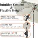 Blissun 6.5ft Patio Umbrella with Push Button Tilt & Height Adjustable, UV50+ Sun Protection with Sturdy Fiberglass Ribs & Iron Pole, Market Umbrella for Outdoor Table Garden Backyard Beach