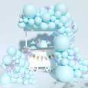 MOMOHOO Pastel Blue Balloons Arch- 120Pcs 18/12/5 Inch Blue Balloons Different Sizes, Macaron Balloons Baby Blue Latex Balloons for Boy Baby Shower Decorations, Light Blue Gender Reveal Balloons Arch