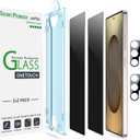 amFilm OneTouch Privacy Screen Protector for Samsung Galaxy S25 Ultra 6.9'' + Camera Lens Protector, 30 seconds Auto-Alignment install, Bubble Free, Tempered Glass, Privacy Protection 2+2 Pack
