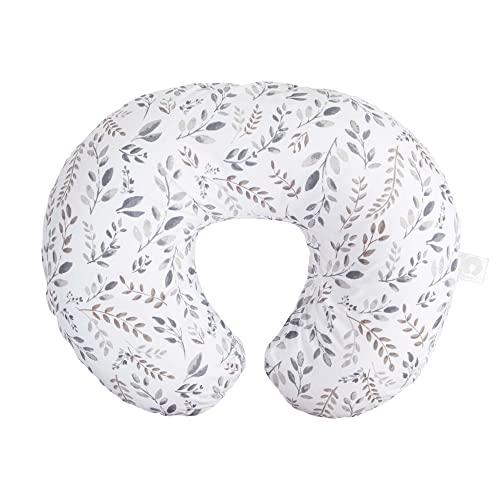 Boppy Original Nursing Pillow, Gray Taupe Leaves, Ergonomic Nursing Essentials for Bottle and Breastfeeding, Firm Fiber Fill, with Removable Pillow Cover, Machine Washable