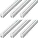 HOLDWILL 6 Pack T5 Integrated Single Fixture, 4FT 20W Linkable LED Shop Light Clear Cover,White Daylight 6500k 2200lm T5 Tube Lights for Garage Office Warehouse or Under Counter,Plug and Play