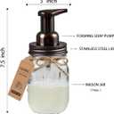 Amolliar Mason Jar Bathroom Accessories Set(4 Pack) - Foaming Soap Dispenser&Qtip Holder Set&Toothbrush Holder-Rustic Farmhouse Decor Bathroom Organizer Apothecary Jar Country Countertop (Bronze)
