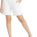 Haloumoning Girls Shorts Kids Summer Casual Elastic Waist Pull On Shorts with Pockets 5-14 Years (White)