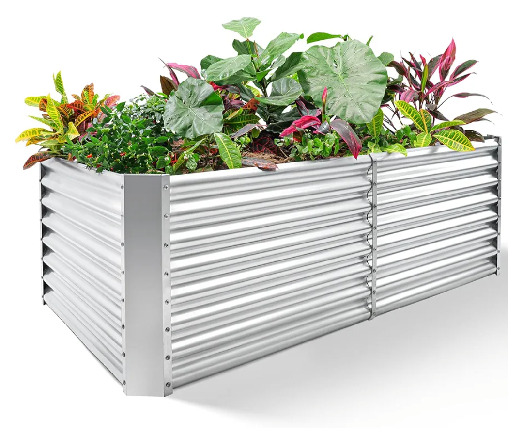 Land Guard 8×4×2 ft Galvanized Raised Garden Bed Kit, Galvanized Planter Raised Garden Boxes Outdoor, Large Metal Raised Garden Beds for Vegetables.