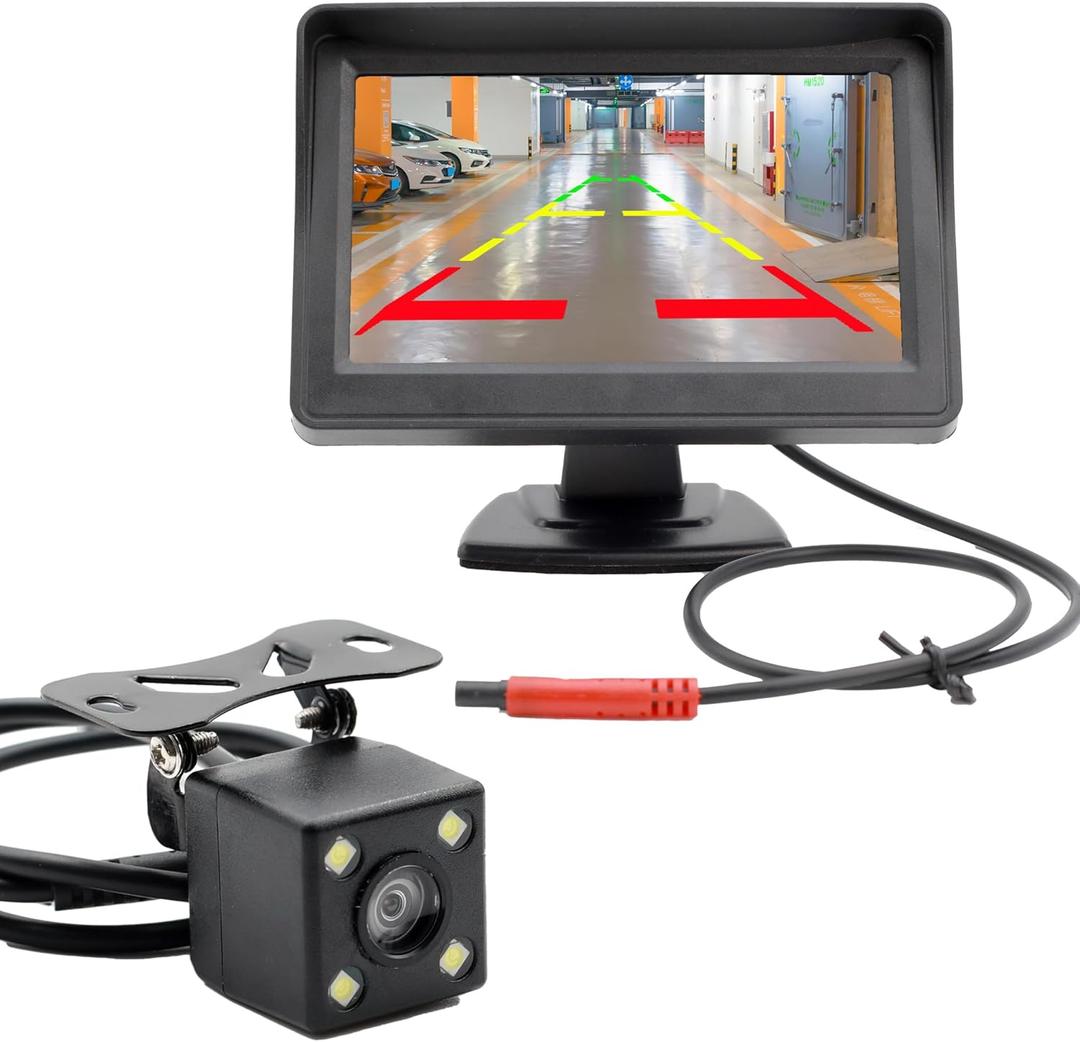 4.3 Inch TFT LCD Car Monitor Vehicle Rear View Reverse Backup Car LED Camera Video Parking System for Cars,Trucks,Pickups,Suvs, Easy Install, VS-S4301