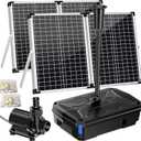 Antfraer 100W Solar Pond Filter with Water Pump, 1200GPH Solar Pond Filter with 3-Stage Filtration, Pond Filter Box with Filter Medias for Outdoor Ponds Fish Tank Waterfall Water Features