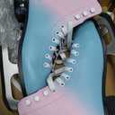 Nattork Figure Skates Excellence Stainless Steel Blades Ice Figure Skating with Enhanced Support Strength Performance and Ultimate Comfort for Youth and Adult (Women's 6 / Men's 5, BLUE&PINK)