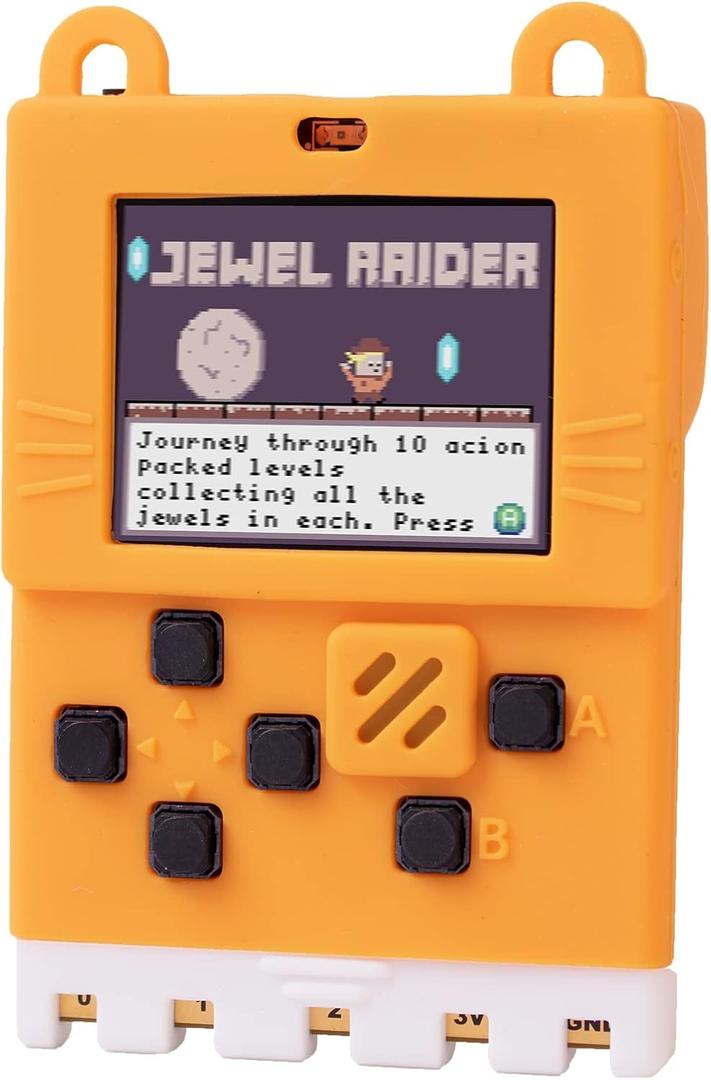 KittenBot Meowbit Card-Sized Retro Coding Arcade Programmable Handheld Game Console Suitable for STEM Education Compatible Micro:bit Expansion Board for Kids Ages 10+(Orange)