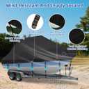 Marine Grade Waterproof Center Console Boat Cover with T Top Roof, Tear Resistant Trailerable Storage Covers, All-Weather Protection T-Top Boat Cover 20-22 ft, Beam Width Up to 106", Black