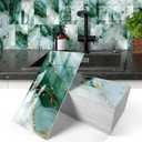 MOONFUN 50-Pieces Thick PVC Glossy Subway Tile,4"x 8" Peel and Stick Backsplash Wall Tiles,Golden Veined Emerald Marble Self-Adhesive Backsplash for Kitchen,Bathroom(11.11 Sq. Ft. Coverage)