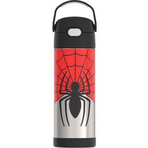 THERMOS FUNTAINER 16 Ounce Stainless Steel Vacuum Insulated Bottle with Wide Spout Lid, Spiderman