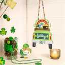 Geelin St. Patrick's Day Wooden Sign for Front Door Hanging Shamrock Truck Sign Colorful Farmhouse Seasonal Door Wreath for Home Indoor Outdoor Wall Window Shop Decoration