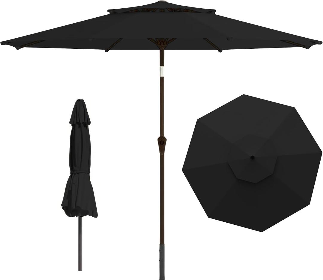 9ft 2-Tiers Patio Umbrella,Outdoor Market Table Umbrella with Push-Button Tilt & Crank | UV Protection,Suit for Backyard,Garden,Pool,Deck