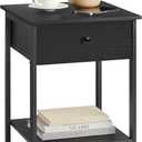 VASAGLE Nightstand, End Table, Side Table with Drawer and Shelf, 15.7 x 15.7 x 21.7 Inches, Bedroom, Steel Frame, Easy Assembly, Modern, Ebony Black ULET055B56