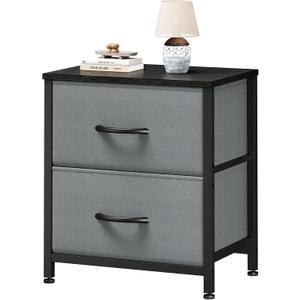 Sweetcrispy Nightstand with 2 Storage Drawers, 20" Height End Tabl Small Bed Side Furniture, Wooden Top Fabric Cabinet Kids Night Stand Mini Dresser for Bedroom, Closet, Entryway, College Dorm, 11.8"D x 18"W x 20"H , 1 Pack