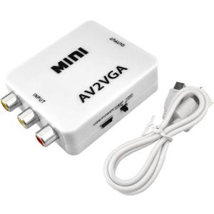 Flylin AV to VGA Converter, TV SetTop Box Audio Video Converter Composite AV to VGA Adapter AV Audio Video Converter 1920 * 1080p
