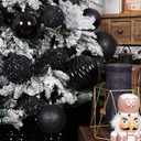 6in Large Christmas Ornaments Shatterproof Christmas Ball Ornaments Giant Hanging Balls MercuryDecorations for Holiday(Black,2pc)