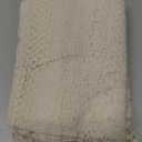 Beige Embroidered Crochet Hole Tablecloth with Tassels, Boho Stripe Geometric Tablecloth for Party Birthday Dinning Table Cloth, Rectangular 59"x70"