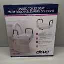 Drive Medical 2-in-1 Raised Toilet Seat with Removable Padded Arms - Elevated Bathroom Safety Support - Secure Locking Attachment - Easy Height Assistance - Durable Construction, Standard Toilets