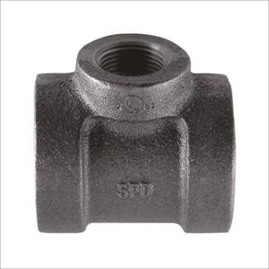 Supply Giant CU334H 1" x 1" x 1/2" Cast Iron Threaded Reducing Tee for Industrial Piping or DIY Projects with Black Finish