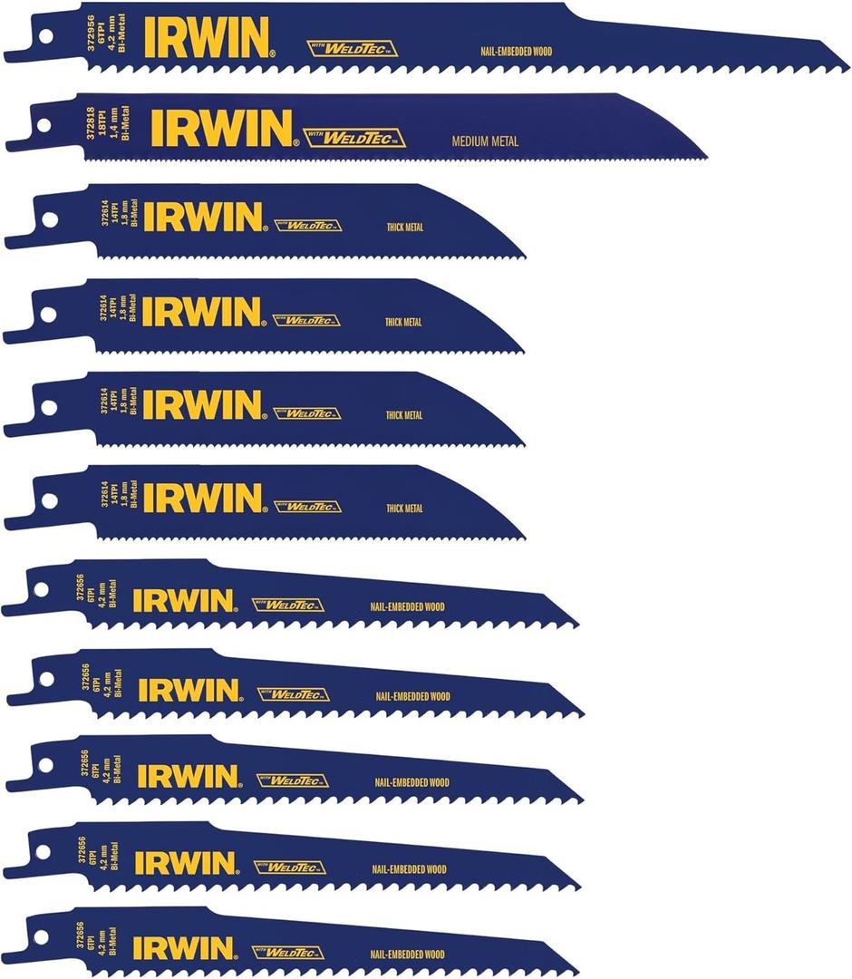 Irwin Tools IRWIN Reciprocating Saw Blades Set, 11-Piece (4935496)