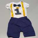 MOMMY'S NEW MAN Baby First Birthday Outfit Boy Short Sleeve Gentleman One Year Old Romper + Shorts Cake Smash Bodysuit Set , size 12/18 months