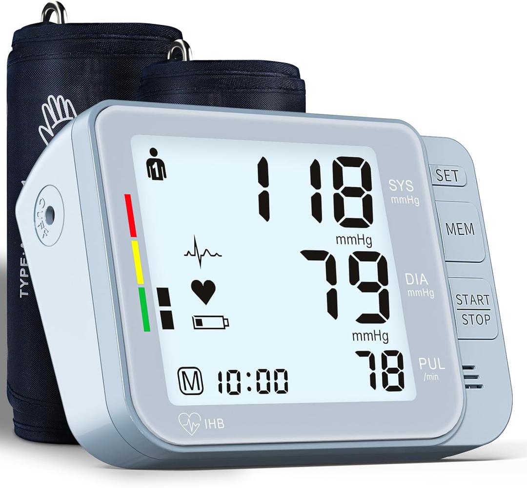 Blood Pressure Monitors for Home Use with 2 Size Cuff (8.7-16.5'' & 15-21.7'' Extra Large Blood Pressure Cuff), 2x120 Memory, with USB Cable and 4 aa Batteries(Blue)