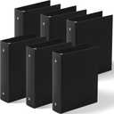 Henoyso 6 Pcs Mini 3 Ring Binders Plastic 2'' Binder, Fits 5.5 x 8.5 Paper Holds(Capacity 375 Sheets), Flexible Three Round Rings Small Black Binders Bulk for School, Office Use, Photo Album Pages