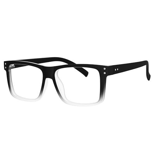 Eyekepper Oversized Reading Glasses Square Large Frame Readers for Men and Women - Black Clear +2.50