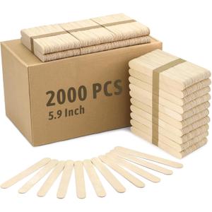 WISYOK 2000 PCS 6 Inch Wooden Popsicle Sticks for Crafts, Wooden Craft Sticks, Wide Lollipop Sticks, Treat Sticks Ice Pop Sticks for Creative Designs or Kids Education, Home Art Projects