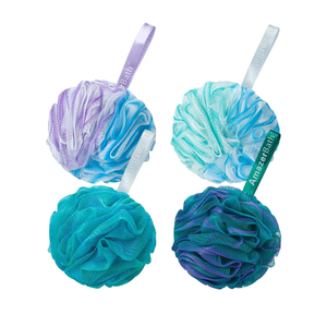 AmazerBath Loofah Sponge 75g/Piece, Exfoliating Bath Sponge Body Scrubber - Loofa Set of 4 Flower Color (Large, Green-Purple)