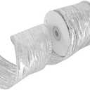 MEEDEE Silver Metallic Wired Ribbon 2.5 Inch Metallic Silver Trim Crinkle Wired Ribbons Silver Ribbon for Gift Wrapping, Christmas Tree, Wreath Supplies, Large Bow Making (10 Yards)