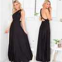 OBEEII Bridesmaid Dress for Womens Infinity Dress Wedding Convertible Multi Way Dress Twist Wrap Long Dress Elegant Cocktail Party Evening Prom Grown Black Large