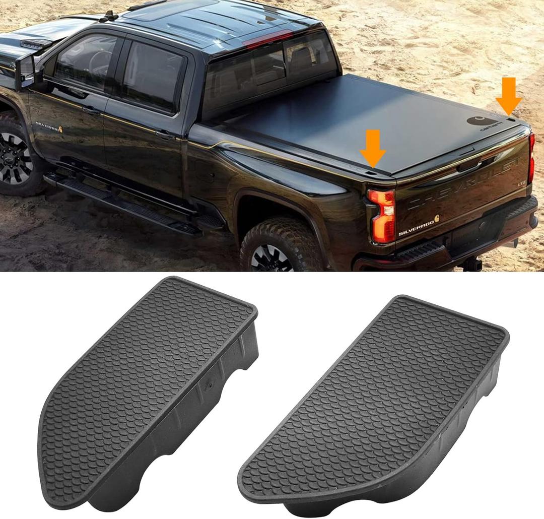 TTCR-II for GMC Sierra and Chevy Silverado Bed Rail Stake Hole Covers 2019-2024 2025, Truck Bonneau Covers Stake Pocket Plugs for Sierra Denali/SLE/SLT/AT4 and Silverado High Country/LT/LTZ (2 Packs)