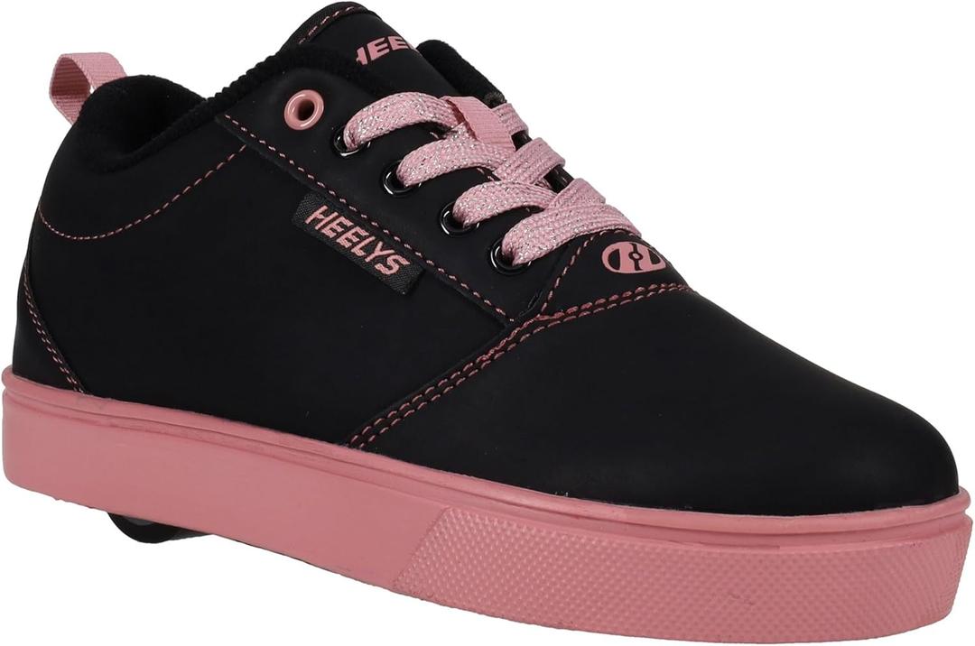 Heelys Voyager Tennis Shoe (2 Little Kid, Black/Light Pink)