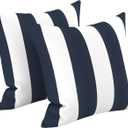 LVTXIII 2 Pack Outdoor Pillow Covers ONLY 18x18 Inch, Water-Repellent Square Decorative Cushion Covers for Patio Furniture, Garden, Sofa, Cabana Navy