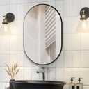 CONGUILIAO Balck Wall Mounted Mirror, 20" x 30" Oval Bathroom Mirror, Vanity Wall Mirror Aluminum Alloy Frame, Oval Mirror for Bathroom, Entryway, Living Room, Bedroom (19.7"L x 29.5"W, Black)